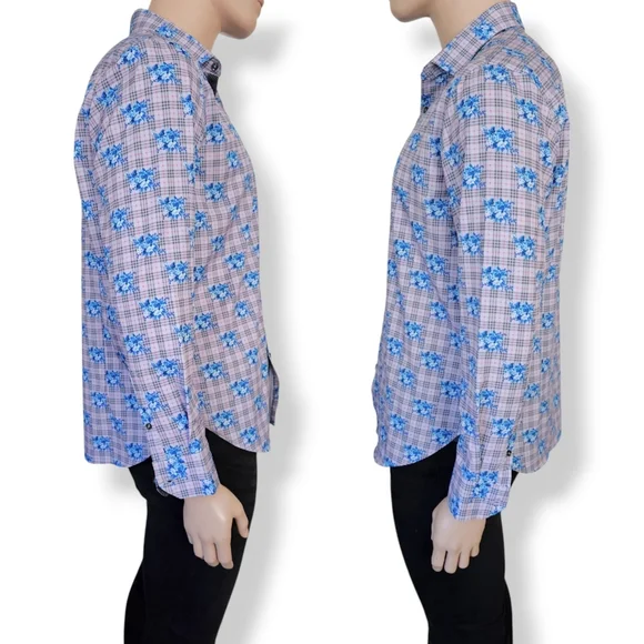 Society Of Threads Floral & Plaid Print Dress Shirt - Picture 4 of 8